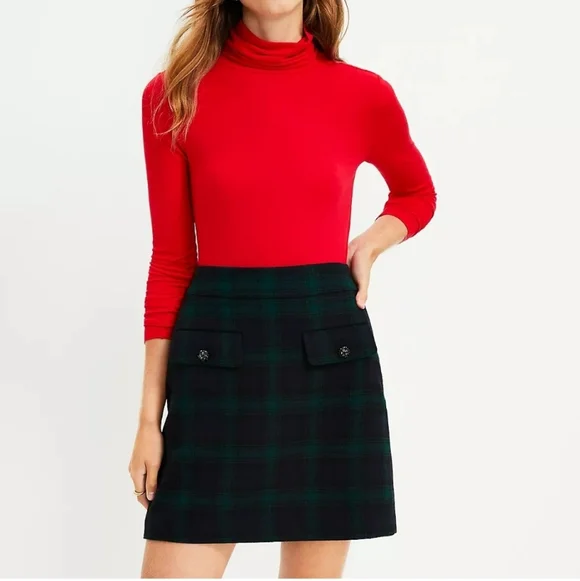 Loft Petite Plaid Button Trim Shift Skirt - Picture 7 of 7